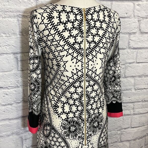 Eliza J Geometric Print 3/4 Sleeve Shift Dress Size 4 - Picture 9 of 14